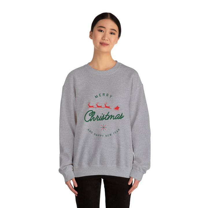 Christmas Crewneck Sweatshirt - 'Merry Christmas' Santa Sleigh Holiday Sweatshirt