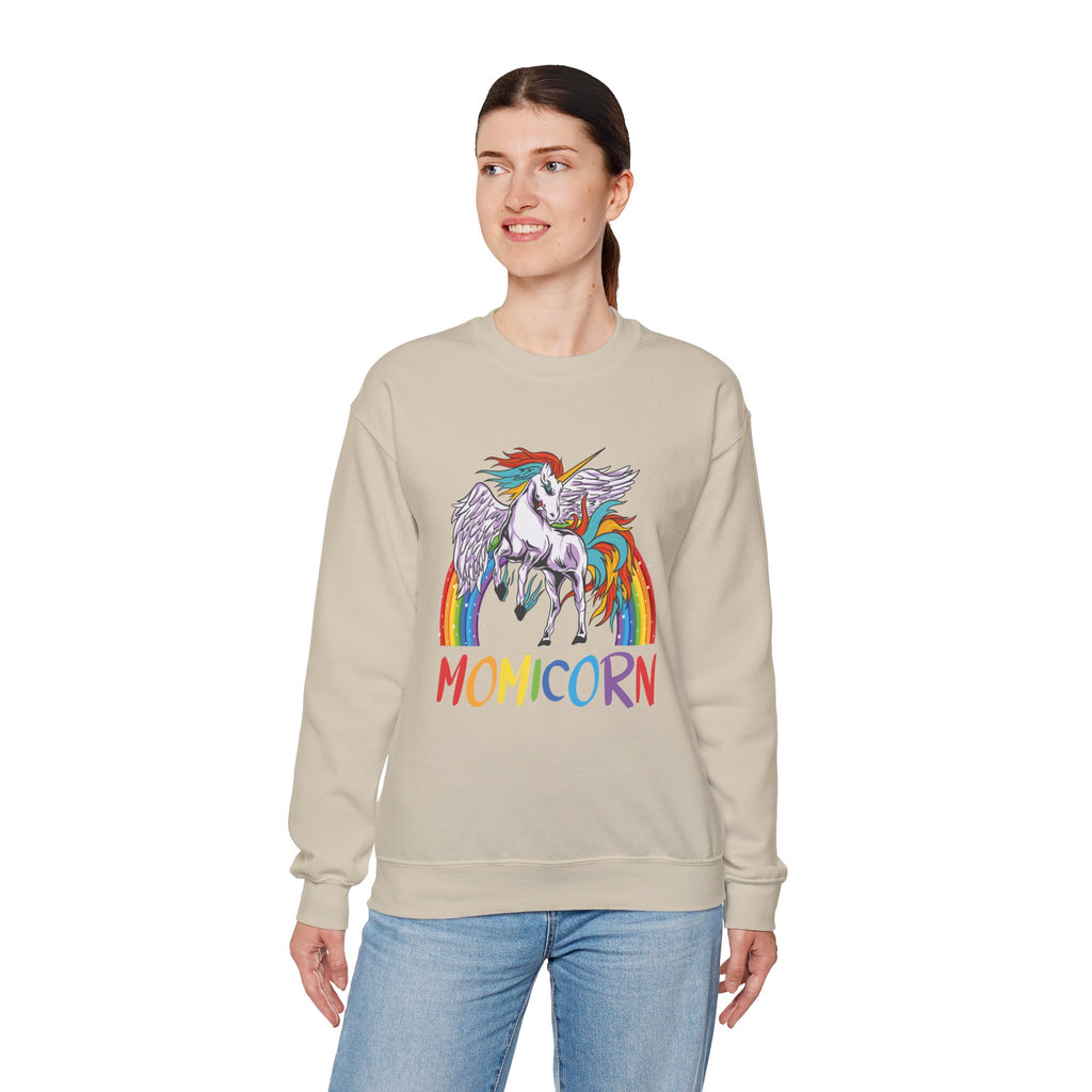 Mom Sweatshirt - Colorful MOMICORN Design