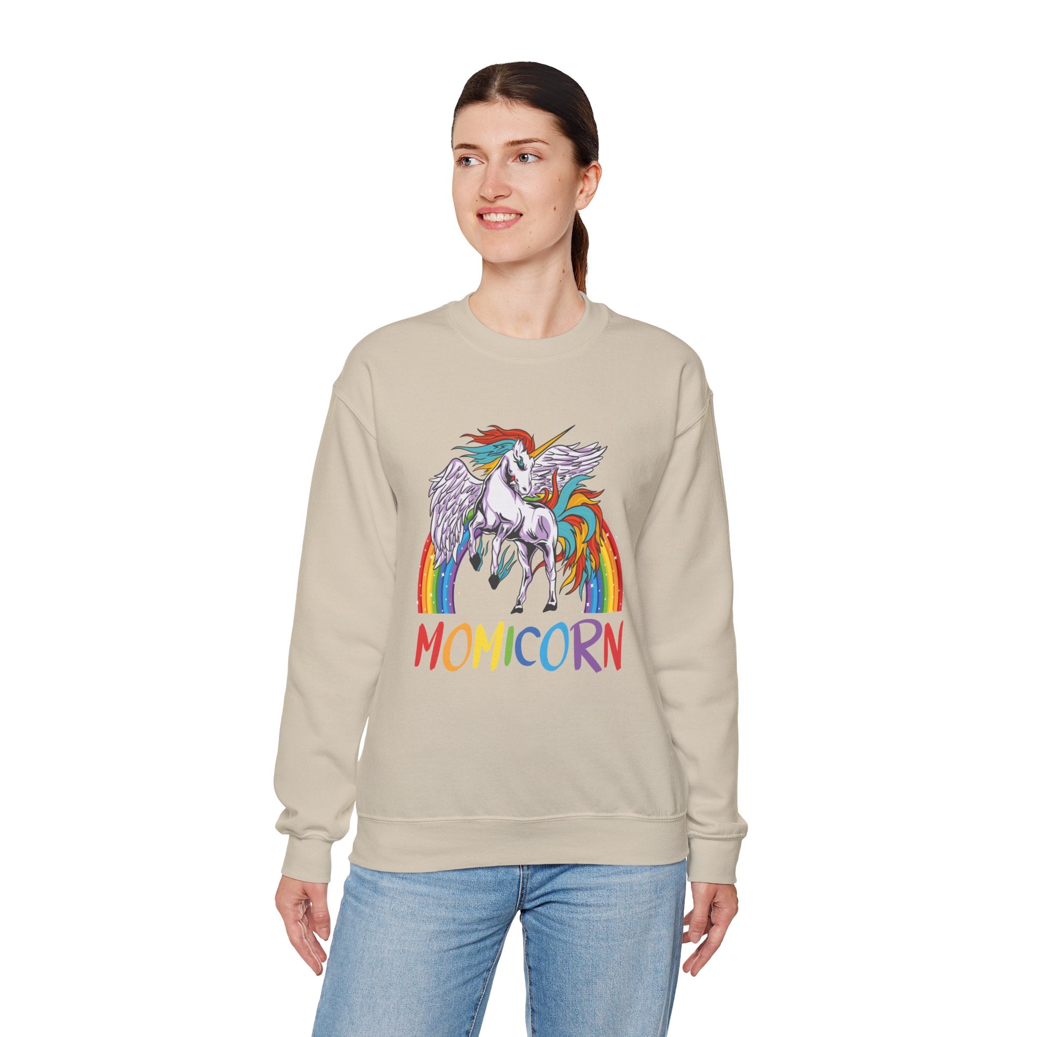 Mom Sweatshirt - Colorful MOMICORN Design