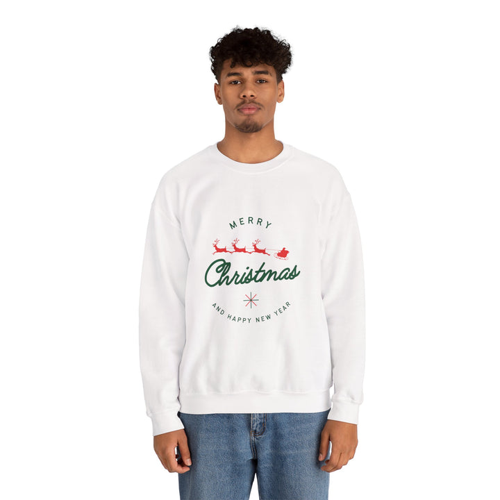 Christmas Crewneck Sweatshirt - 'Merry Christmas' Santa Sleigh Holiday Sweatshirt