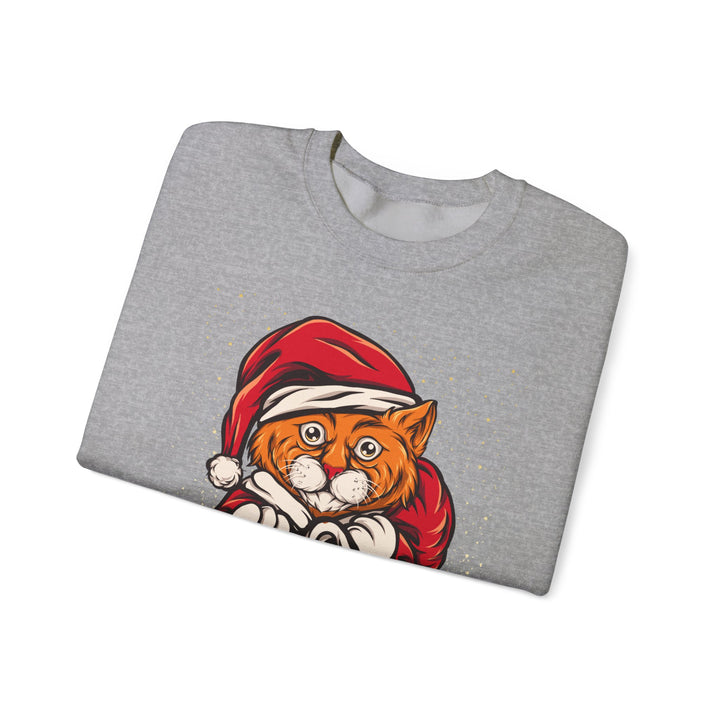 Santa Paws Unisex Heavy Blend Crewneck Sweatshirt - Cozy Festive Cat Design for Holiday Cheer