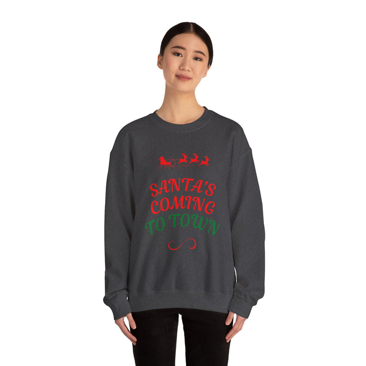 Christmas Sweatshirt — "Santa's Coming to Town" Festive Crewneck