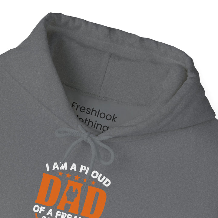 Dad’s Hooded Sweatshirt – I am Proud Dad Of a Freaking Awesome Son Design