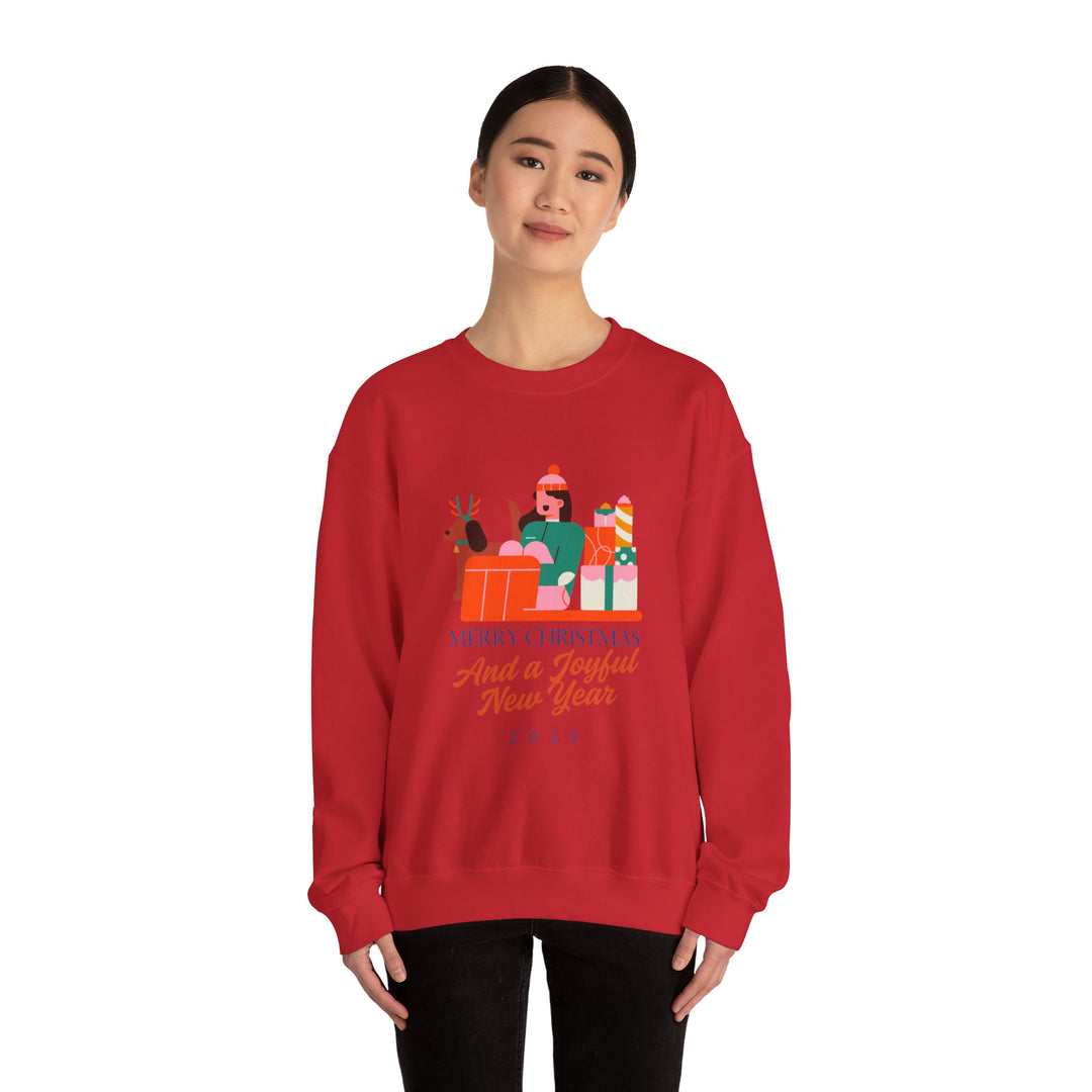 Christmas Crewneck Sweatshirt - "Merry Christmas and a Joyful New Year 2025" Holiday Sweatshirt