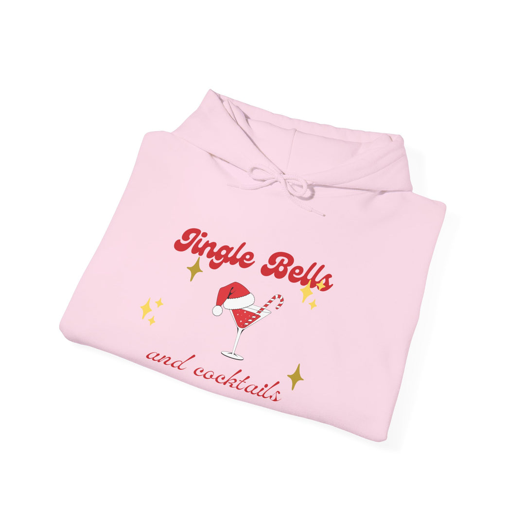 Jingle Bells and Cocktails Hoodie - Festive Unisex Heavy Blend Sweatshirt