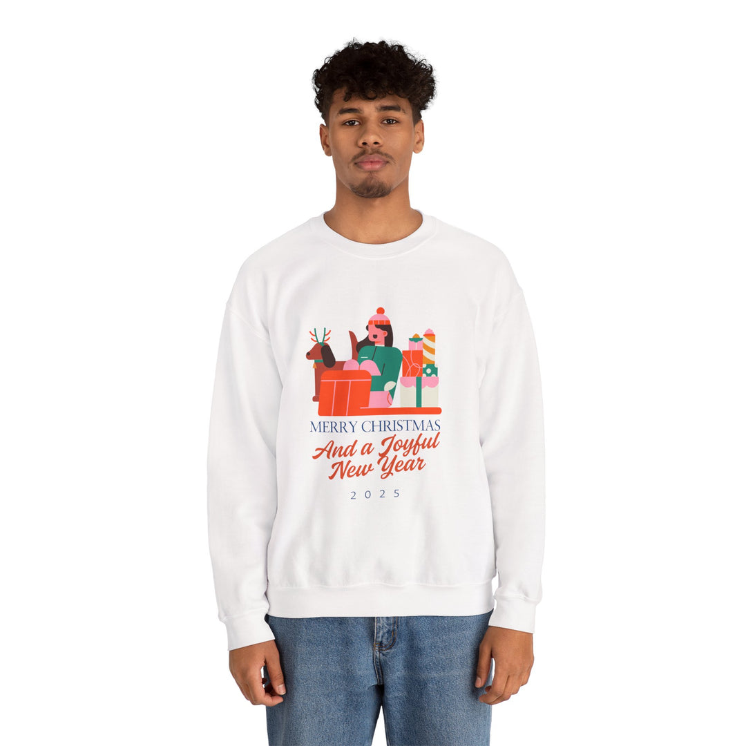 Christmas Crewneck Sweatshirt - "Merry Christmas and a Joyful New Year 2025" Holiday Sweatshirt