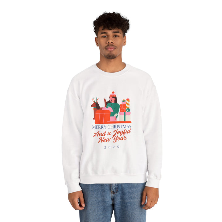 Christmas Crewneck Sweatshirt - "Merry Christmas and a Joyful New Year 2025" Holiday Sweatshirt