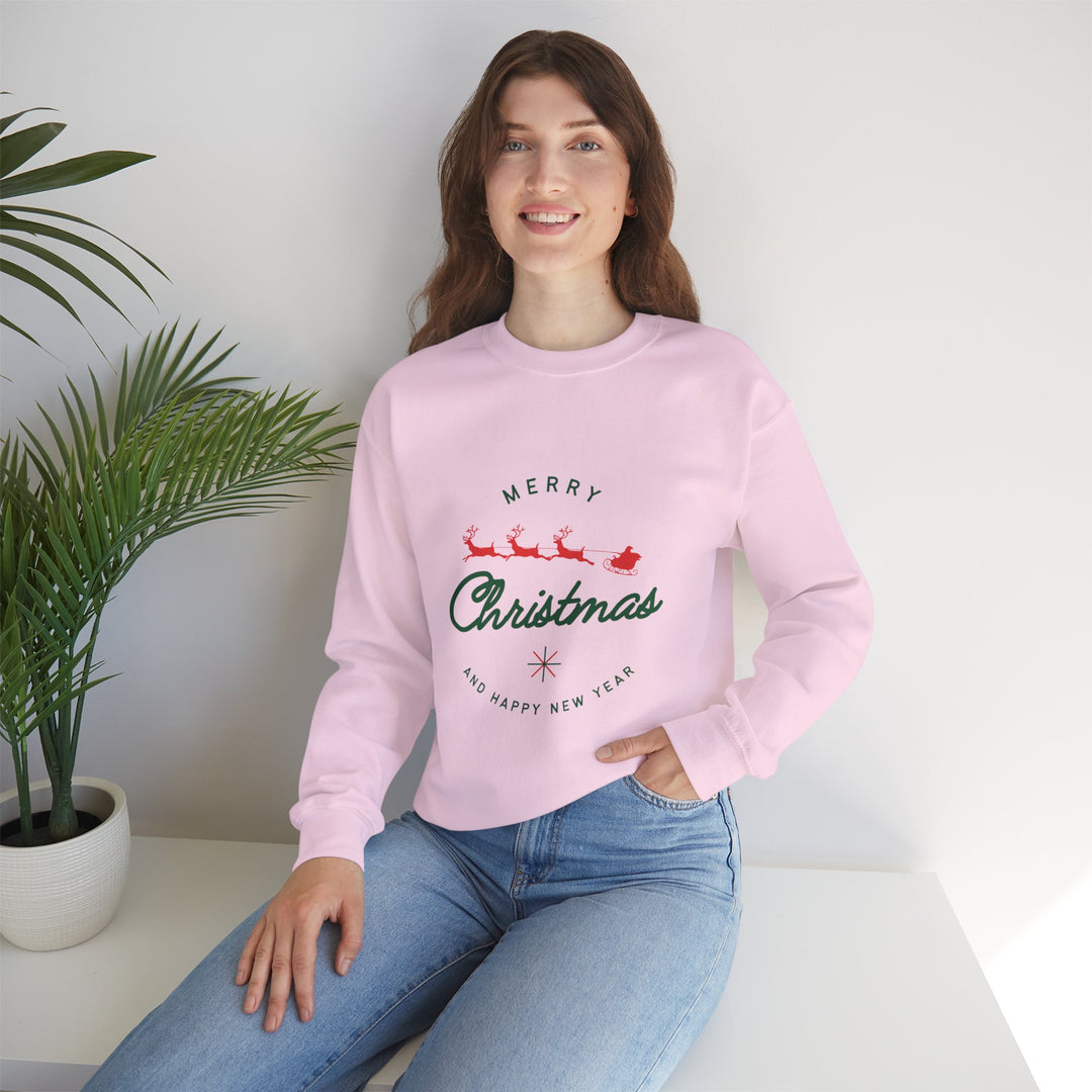 Christmas Crewneck Sweatshirt - 'Merry Christmas' Santa Sleigh Holiday Sweatshirt