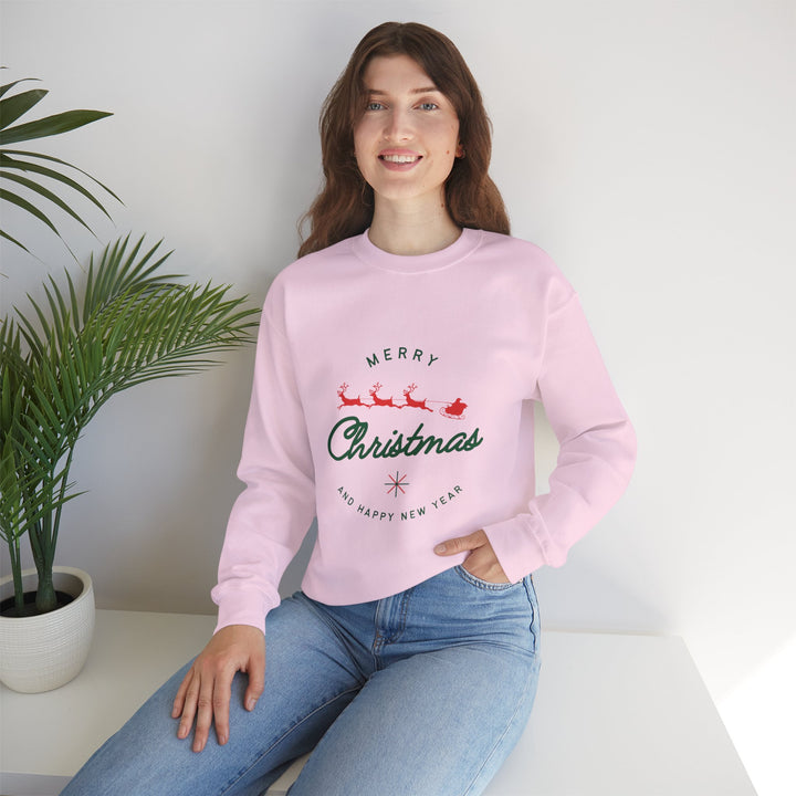 Christmas Crewneck Sweatshirt - 'Merry Christmas' Santa Sleigh Holiday Sweatshirt