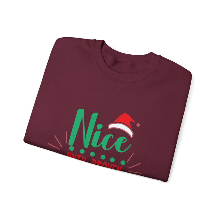 Christmas Sweatshirt “Nice Until Proven Naughty” Holiday Crewneck