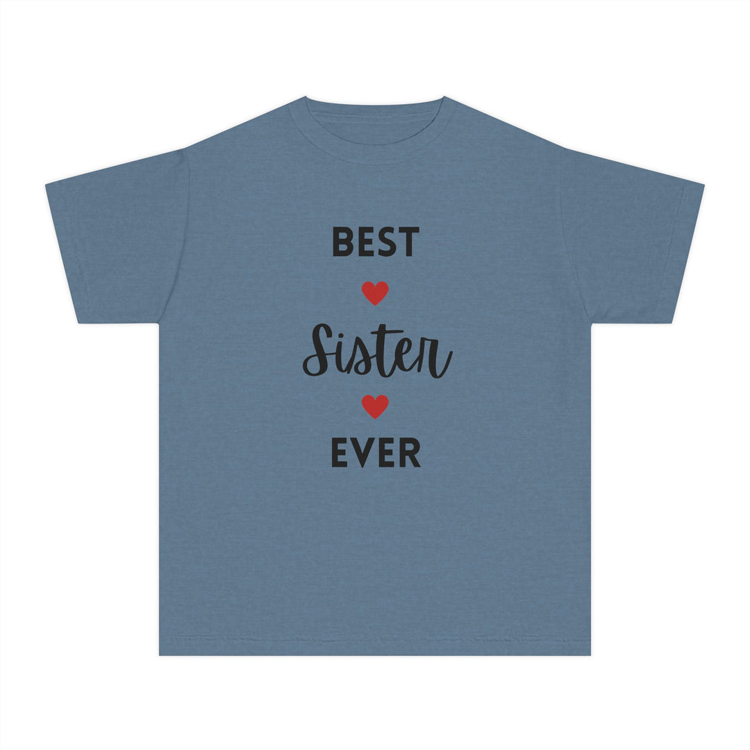 Best Sister Ever Youth Tee — Kids' Yellow 'Best Sister Ever' Heart T‑Shirt
