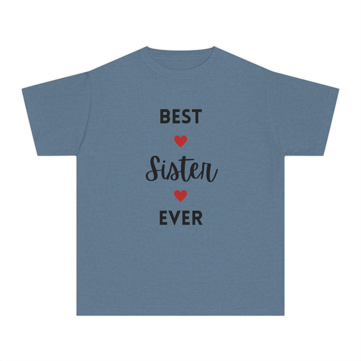 Best Sister Ever Youth Tee — Kids' Yellow 'Best Sister Ever' Heart T‑Shirt