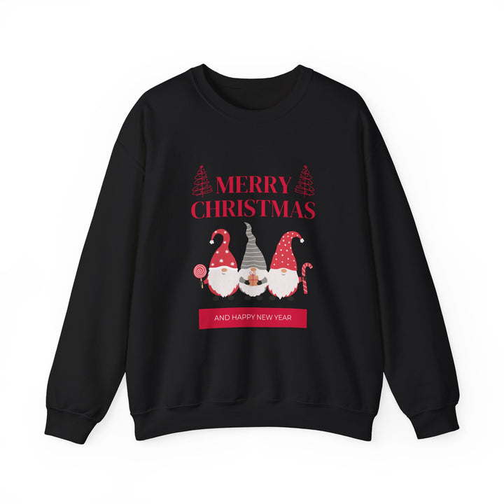 Christmas Gnome Crewneck Sweatshirt - "Merry Christmas and Happy New Year" Holiday Sweatshirt