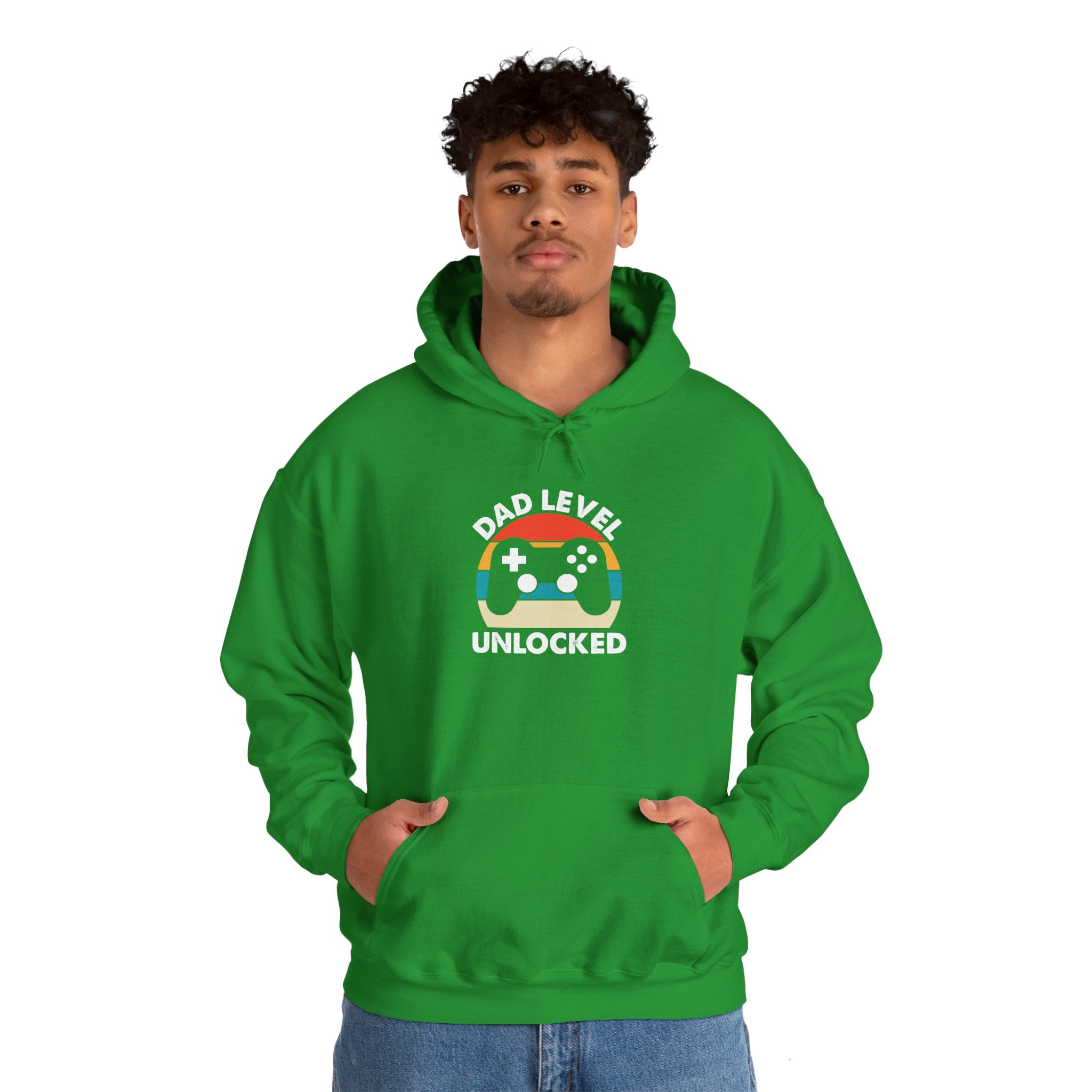 Dad’s Hooded Sweatshirt – Dad Level Unlocked Design
