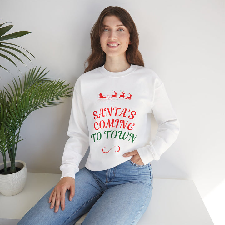 Christmas Sweatshirt — "Santa's Coming to Town" Festive Crewneck