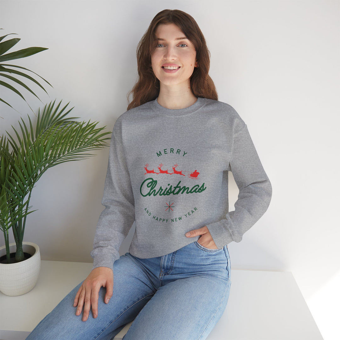 Christmas Crewneck Sweatshirt - 'Merry Christmas' Santa Sleigh Holiday Sweatshirt