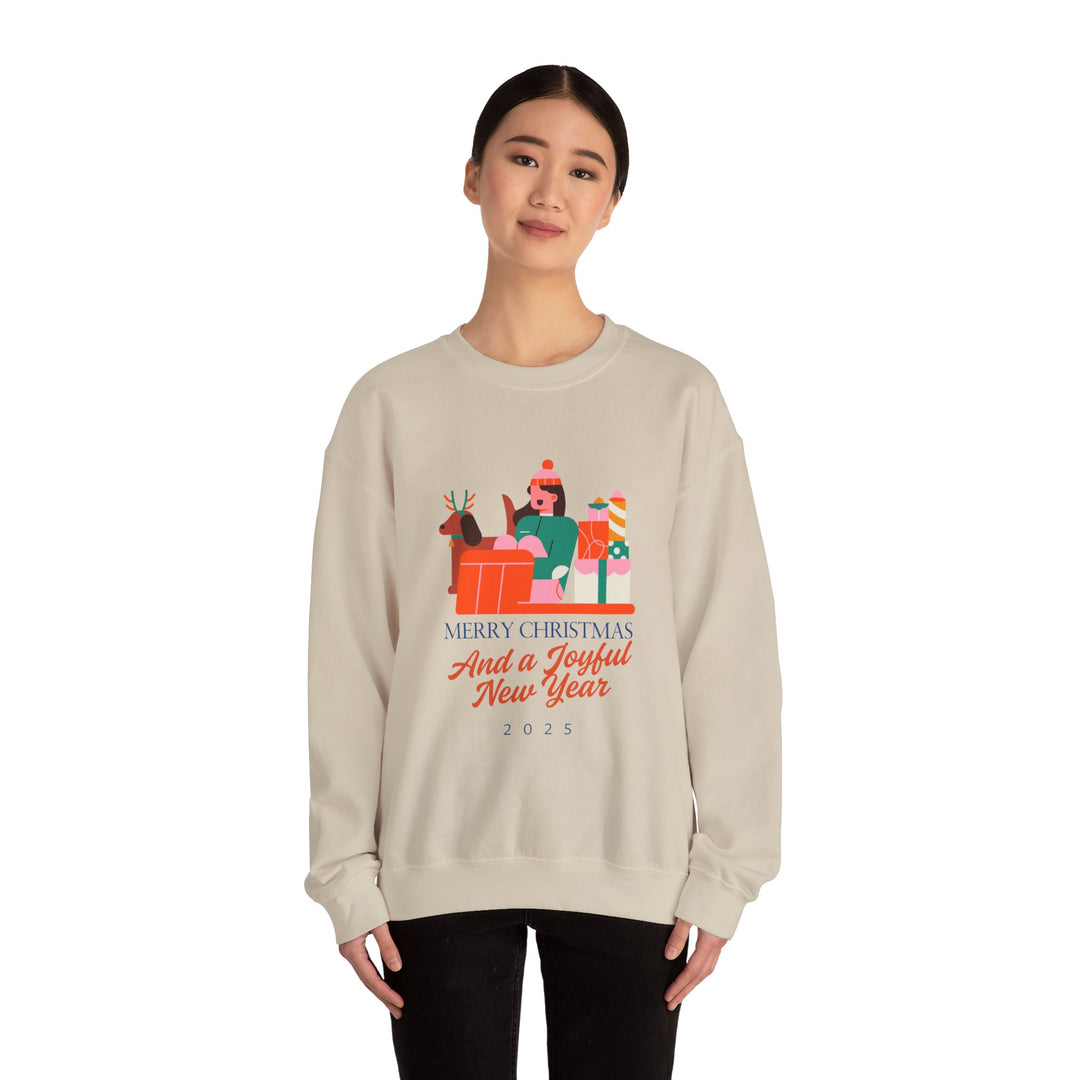 Christmas Crewneck Sweatshirt - "Merry Christmas and a Joyful New Year 2025" Holiday Sweatshirt