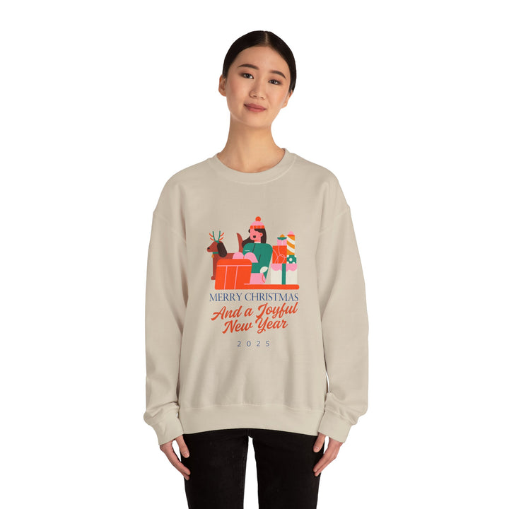Christmas Crewneck Sweatshirt - "Merry Christmas and a Joyful New Year 2025" Holiday Sweatshirt