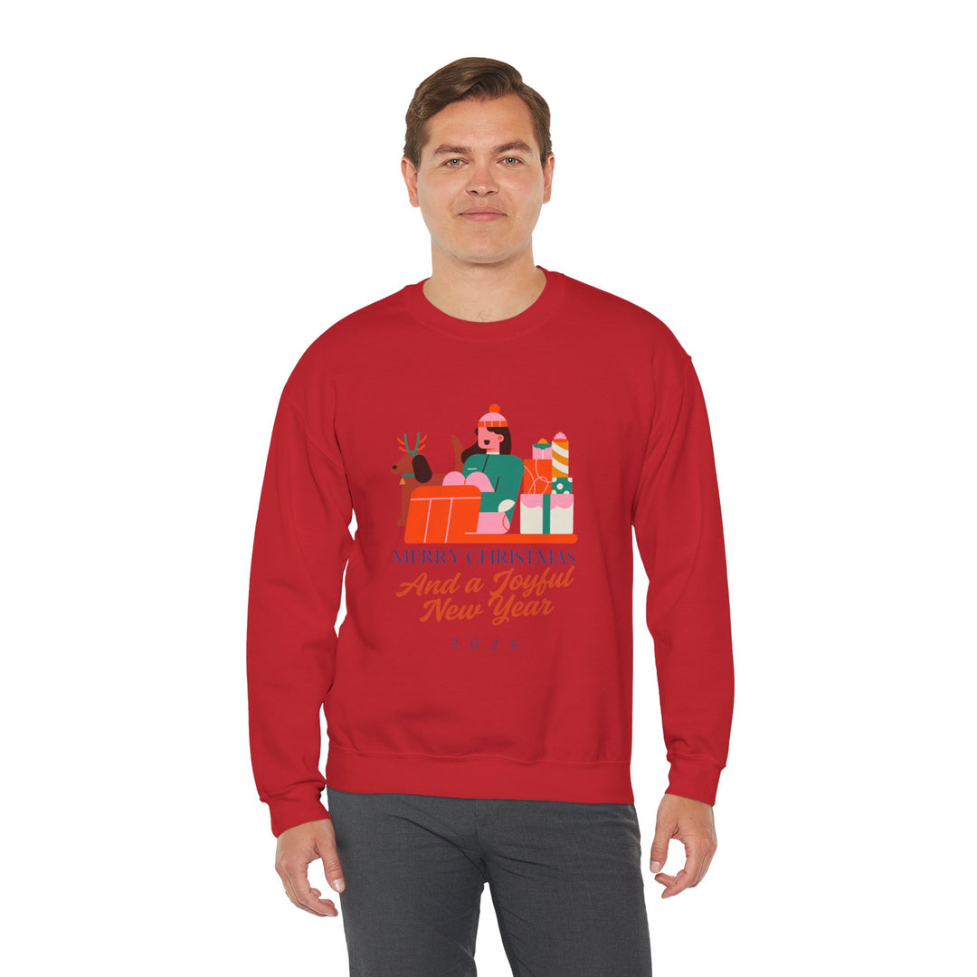 Christmas Crewneck Sweatshirt - "Merry Christmas and a Joyful New Year 2025" Holiday Sweatshirt