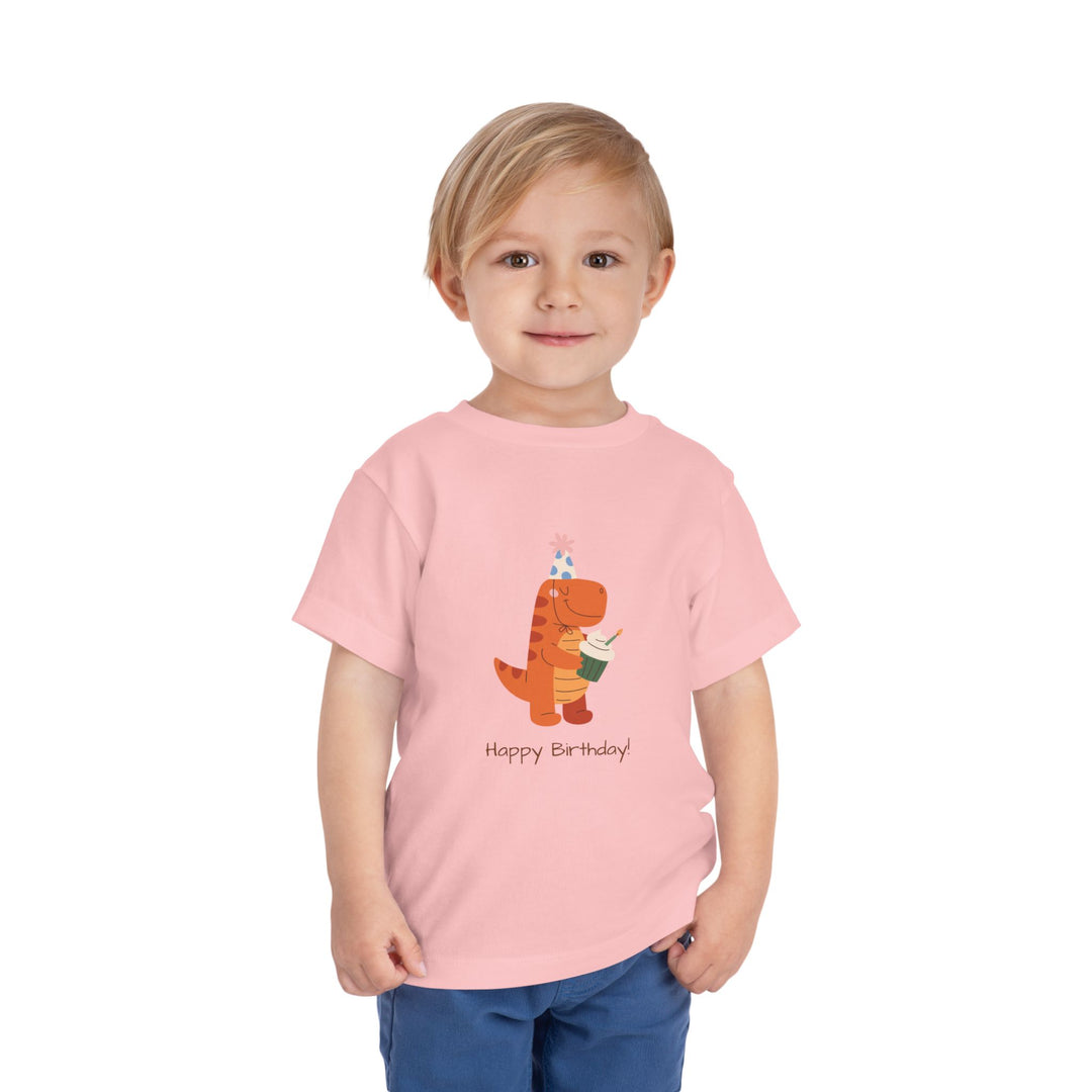 Toddler Tee — Cute Birthday Dinosaur "Happy Birthday" Shirt