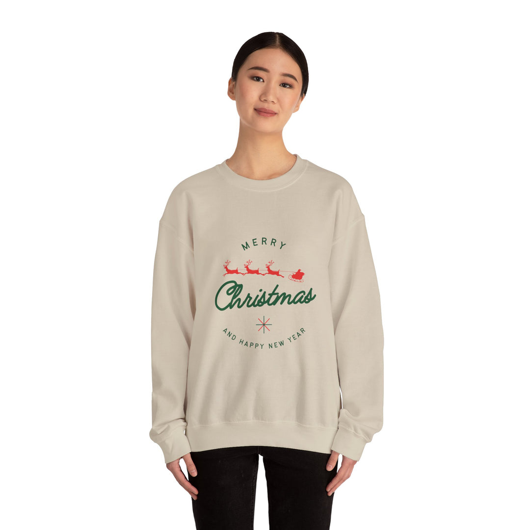 Christmas Crewneck Sweatshirt - 'Merry Christmas' Santa Sleigh Holiday Sweatshirt