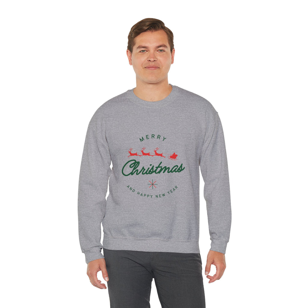 Christmas Crewneck Sweatshirt - 'Merry Christmas' Santa Sleigh Holiday Sweatshirt