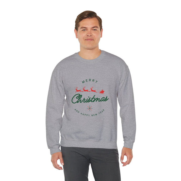 Christmas Crewneck Sweatshirt - 'Merry Christmas' Santa Sleigh Holiday Sweatshirt