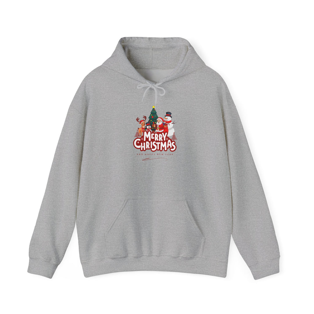 Christmas Crew Hoodie - 'Merry Christmas' Santa & Snowman Holiday Sweatshirt