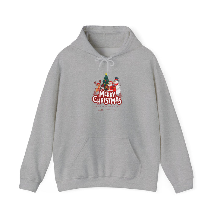 Christmas Crew Hoodie - 'Merry Christmas' Santa & Snowman Holiday Sweatshirt