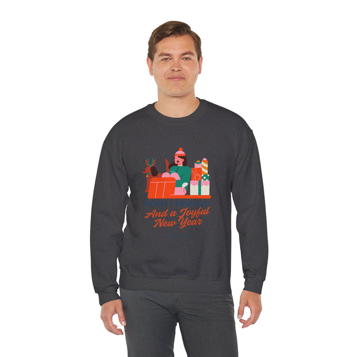 Christmas Crewneck Sweatshirt - "Merry Christmas and a Joyful New Year 2025" Holiday Sweatshirt