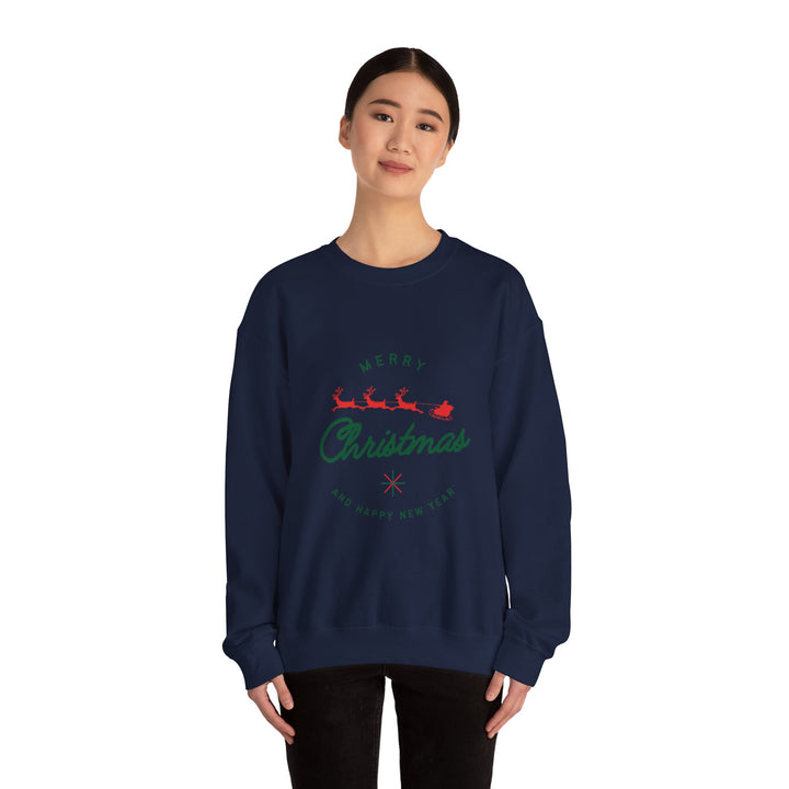 Christmas Crewneck Sweatshirt - 'Merry Christmas' Santa Sleigh Holiday Sweatshirt