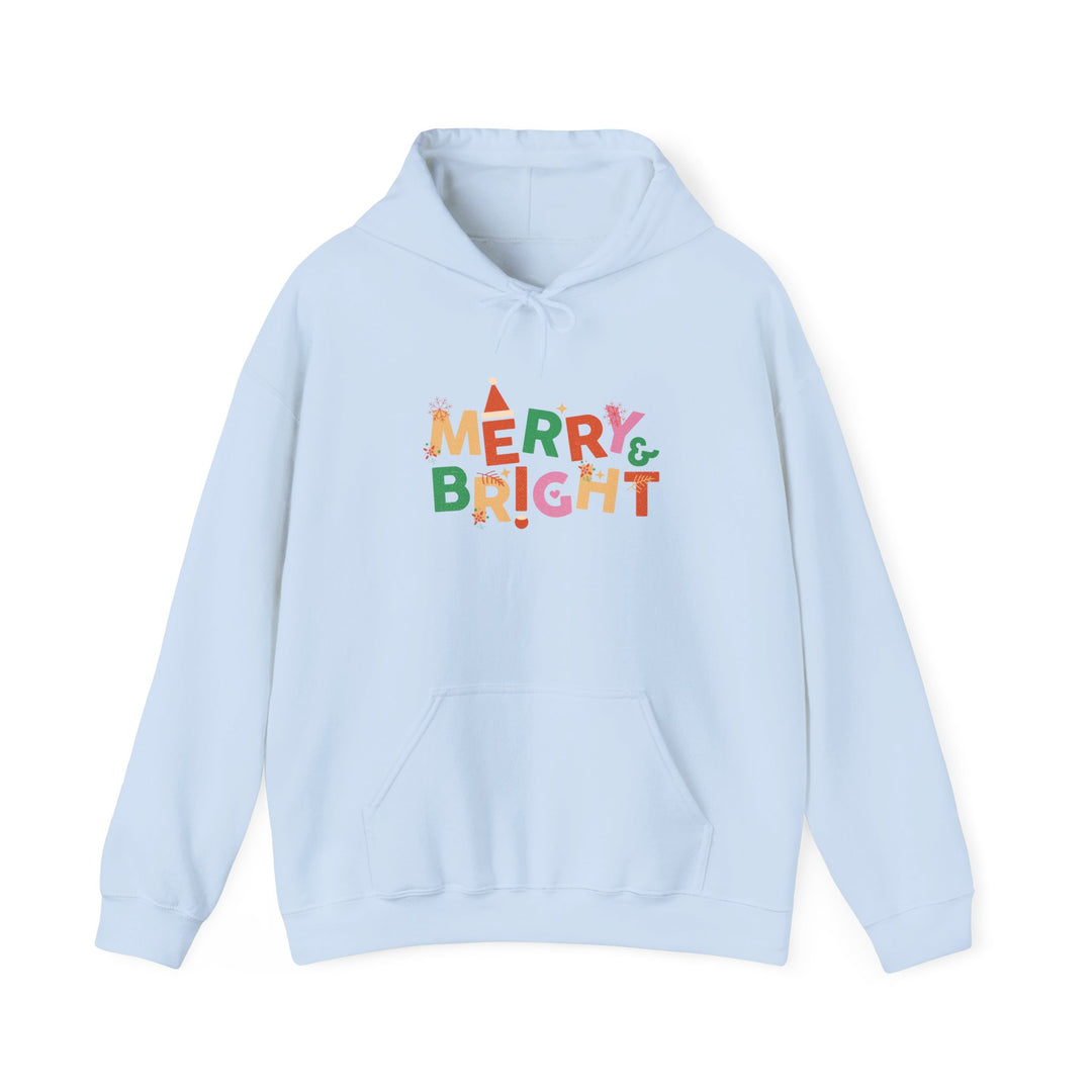 Merry & Bright Holiday Hoodie — Colorful Christmas Graphic Sweatshirt