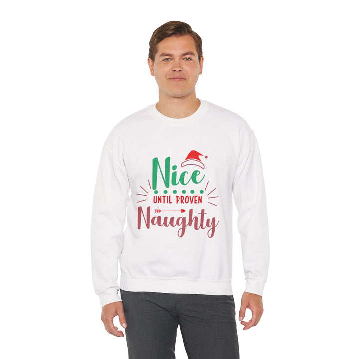 Christmas Sweatshirt “Nice Until Proven Naughty” Holiday Crewneck
