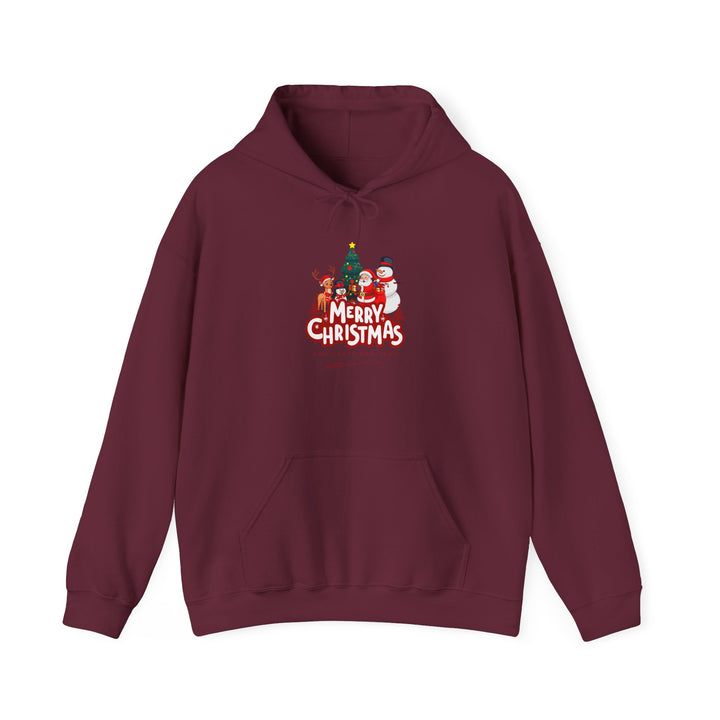 Christmas Crew Hoodie - 'Merry Christmas' Santa & Snowman Holiday Sweatshirt