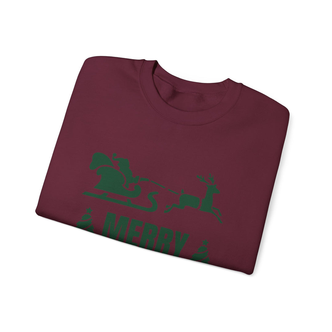 Christmas Sweatshirt - 'Merry Christmas and Happy New Year' Santa Sleigh Crewneck