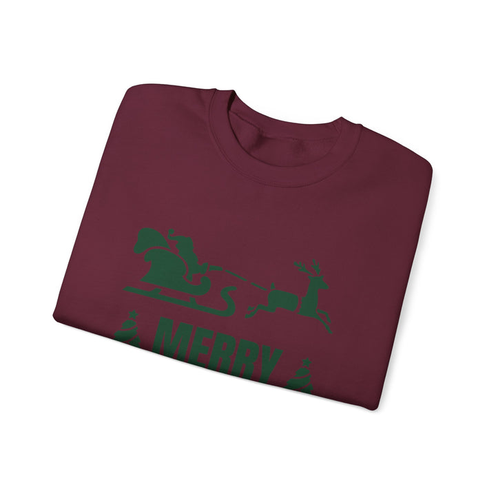 Christmas Sweatshirt - 'Merry Christmas and Happy New Year' Santa Sleigh Crewneck
