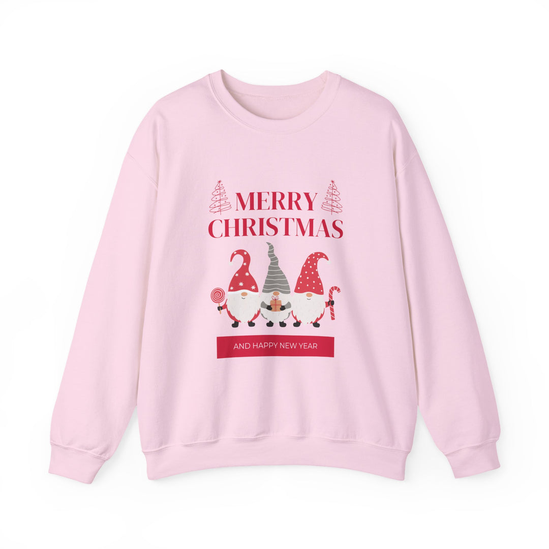 Christmas Gnome Crewneck Sweatshirt - "Merry Christmas and Happy New Year" Holiday Sweatshirt