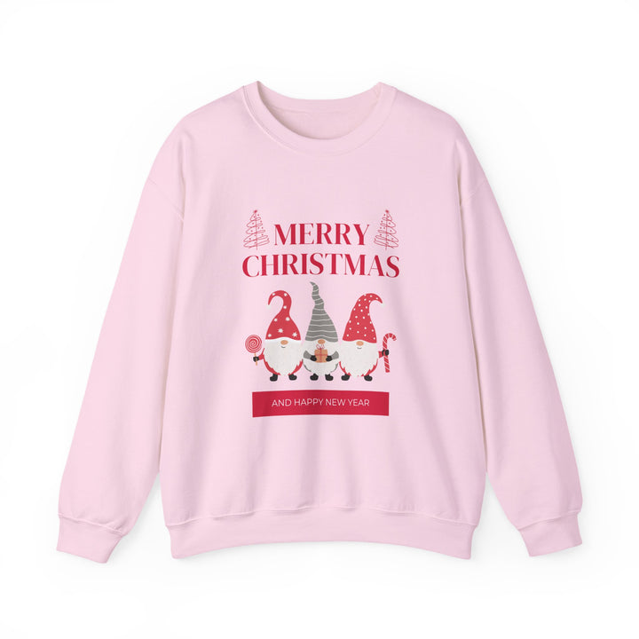 Christmas Gnome Crewneck Sweatshirt - "Merry Christmas and Happy New Year" Holiday Sweatshirt