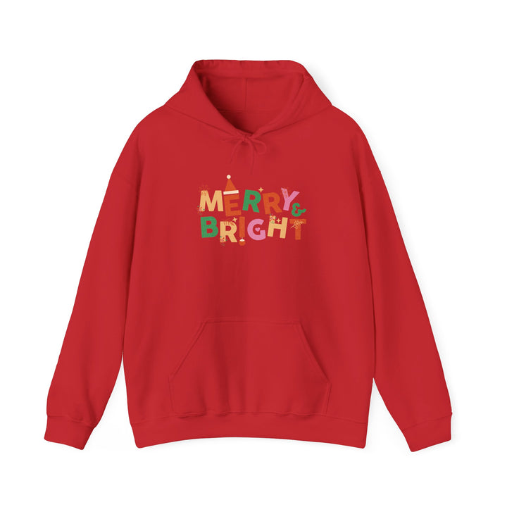 Merry & Bright Holiday Hoodie — Colorful Christmas Graphic Sweatshirt