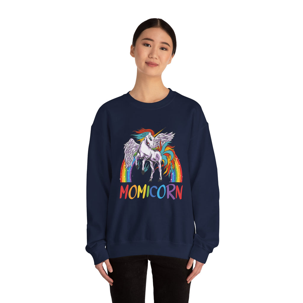 Mom Sweatshirt - Colorful MOMICORN Design