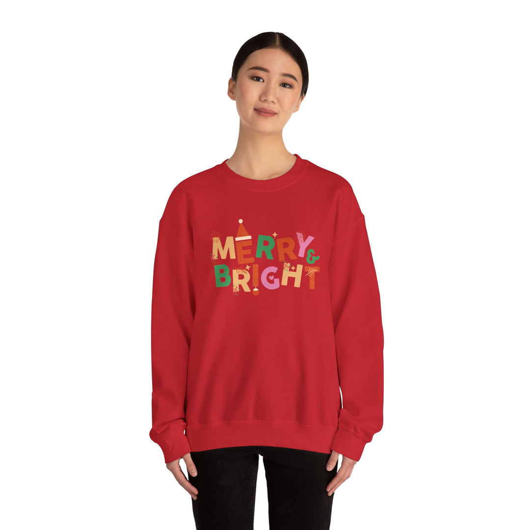 Merry & Bright Crewneck Sweatshirt — Colorful Holiday Christmas Sweater