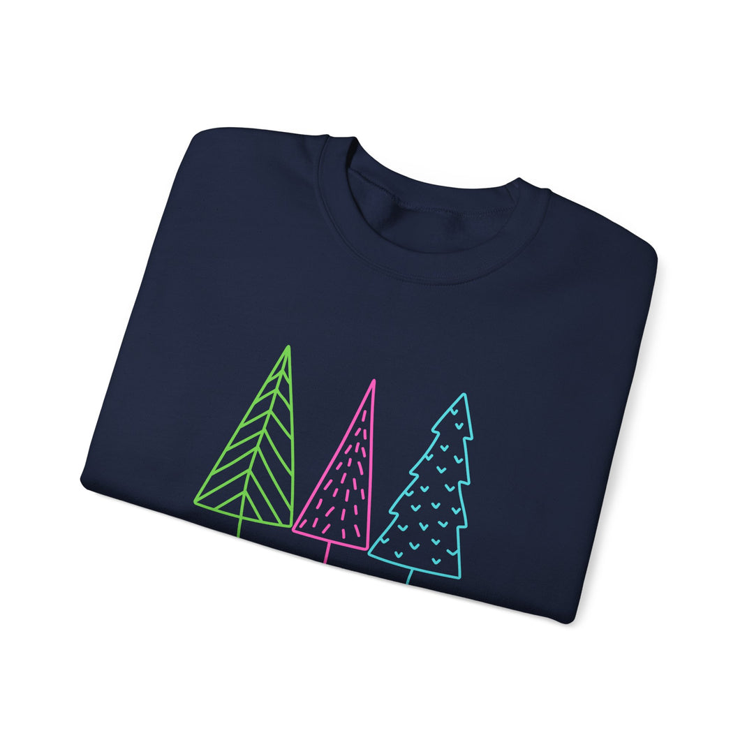 Christmas Crewneck Sweatshirt — Pastel 'Merry Christmas' Trees