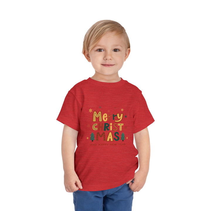 Toddler Christmas Tee — "Merry Christmas and Happy New Year" Holiday Shirt
