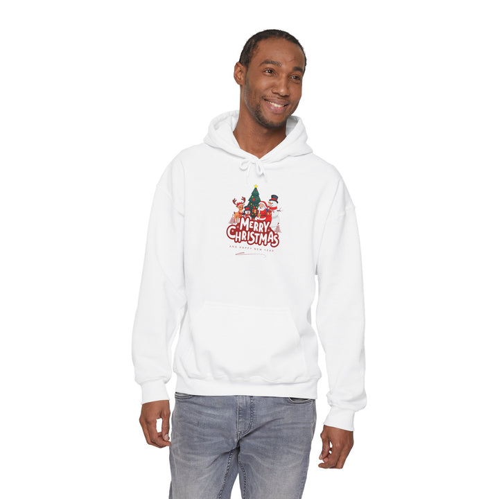 Christmas Crew Hoodie - 'Merry Christmas' Santa & Snowman Holiday Sweatshirt