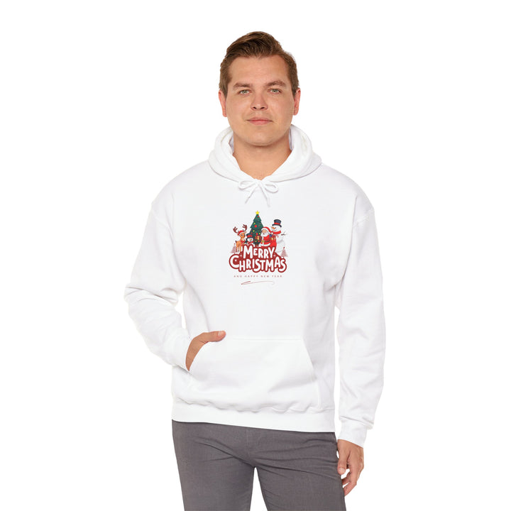 Christmas Crew Hoodie - 'Merry Christmas' Santa & Snowman Holiday Sweatshirt