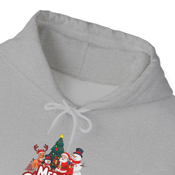 Christmas Crew Hoodie - 'Merry Christmas' Santa & Snowman Holiday Sweatshirt