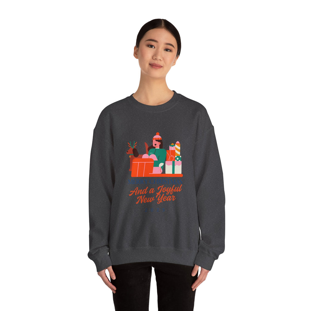 Christmas Crewneck Sweatshirt - "Merry Christmas and a Joyful New Year 2025" Holiday Sweatshirt
