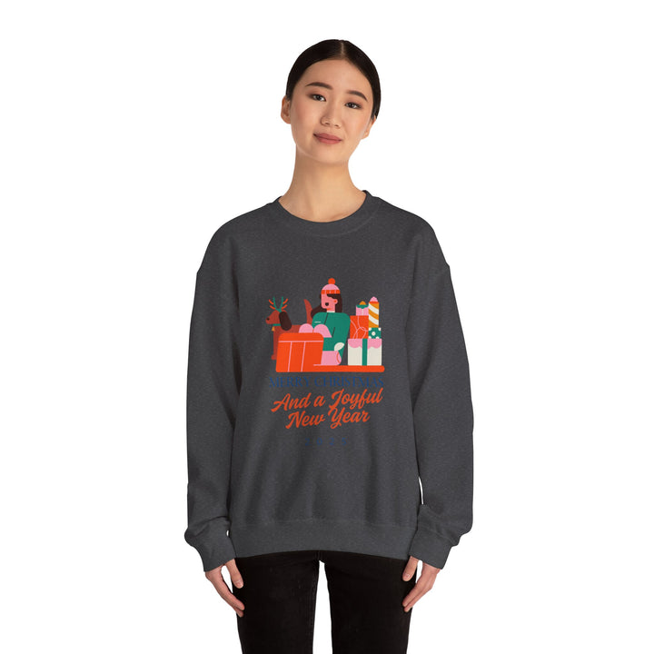 Christmas Crewneck Sweatshirt - "Merry Christmas and a Joyful New Year 2025" Holiday Sweatshirt