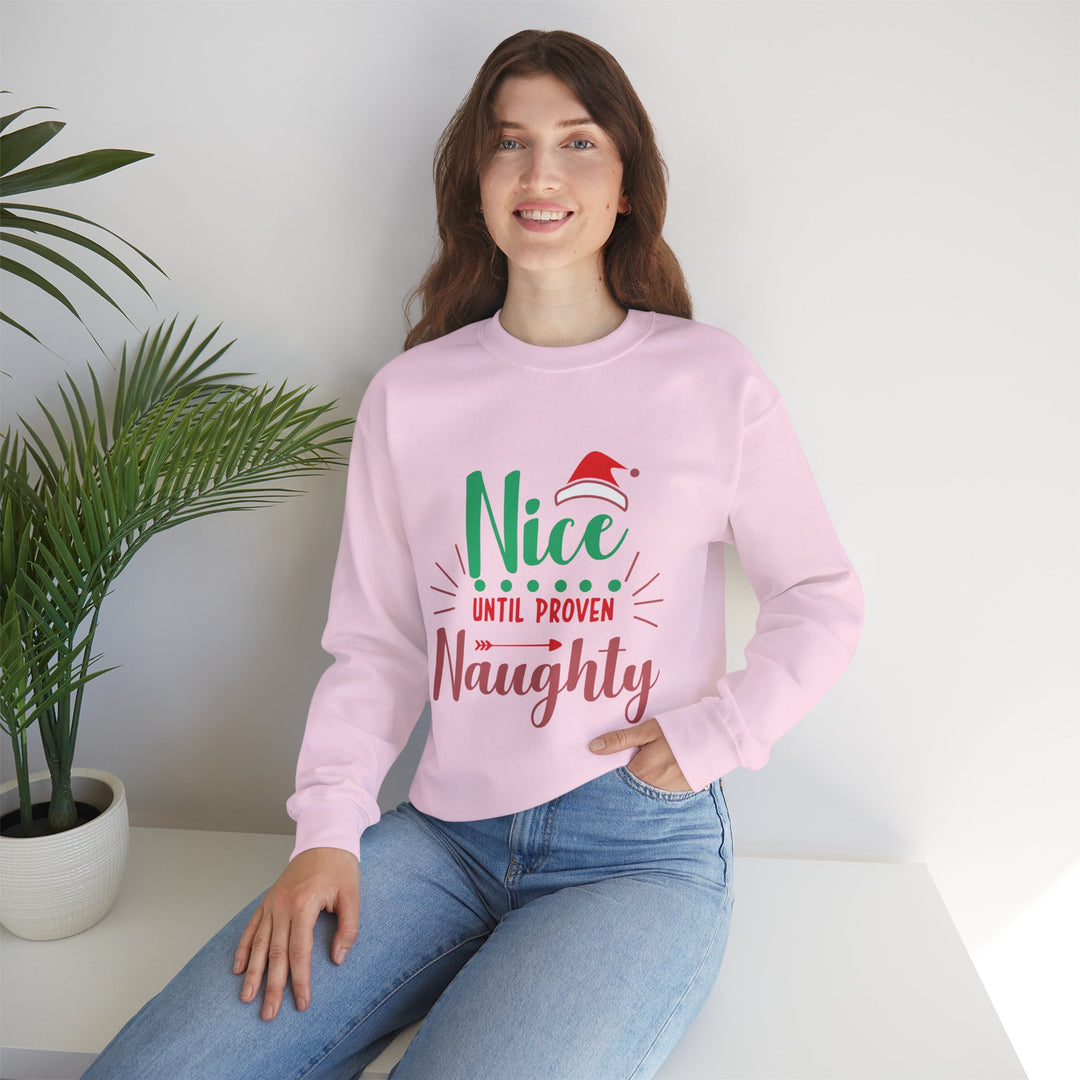 Christmas Sweatshirt “Nice Until Proven Naughty” Holiday Crewneck