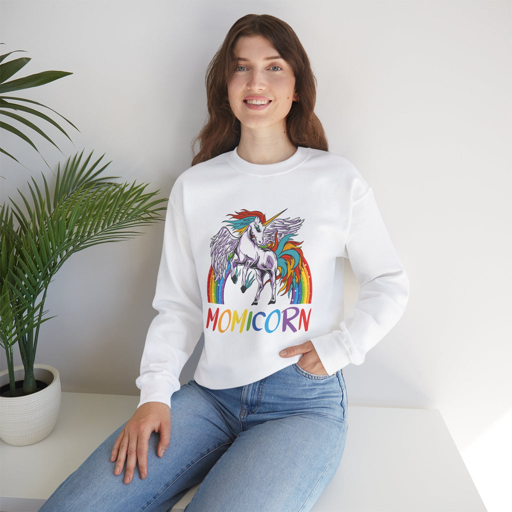 Mom Sweatshirt - Colorful MOMICORN Design